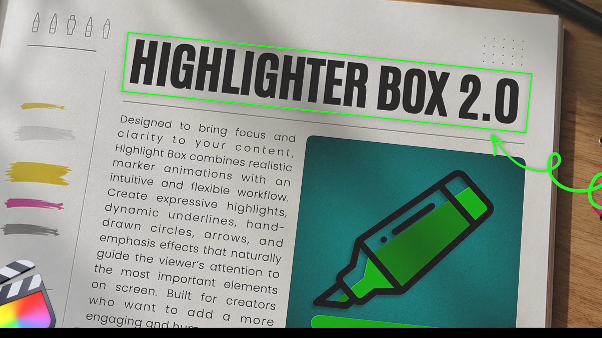 FCPX插件-字幕-动态荧光笔手绘笔刷文字标记与局部模糊高亮特效 Highlighter Box-云野创作